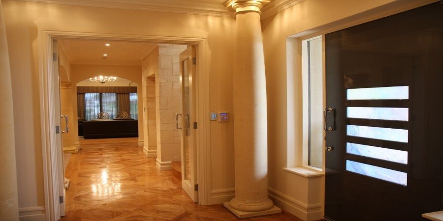 Grand entrance hallway with parquetry timber floor, Perth